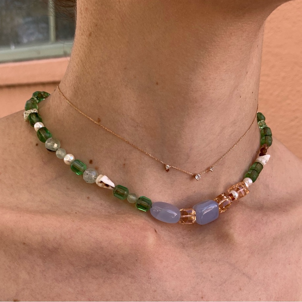 Swarovski, Gemstone, Pearl and Sterling Silver Necklace